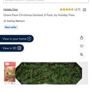 Walmart Holiday Time Faux Christmas Garland